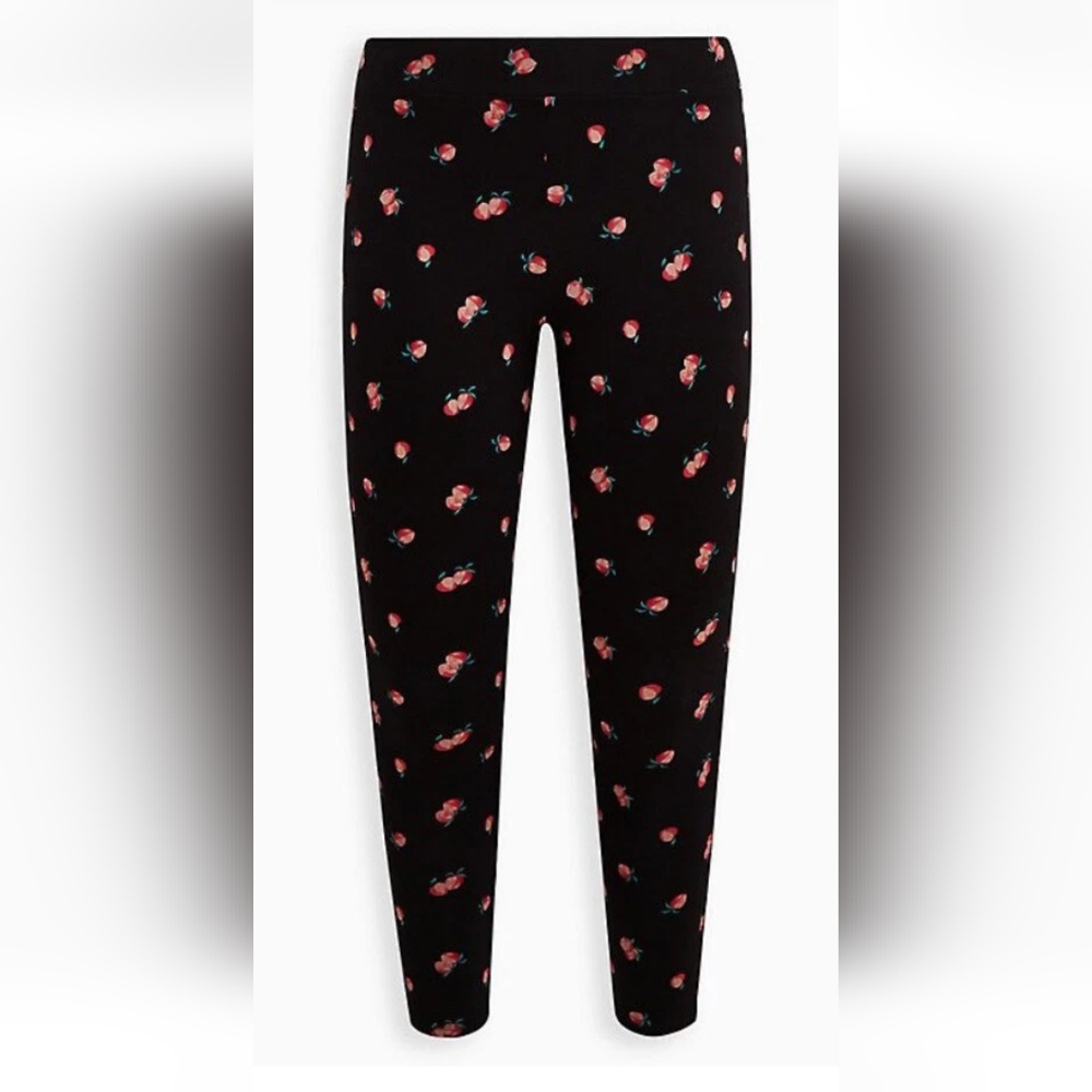 Torrid Black Leggings with Peach Print-New